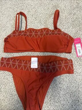 Xhilaration Rust Orange Embroidered Two-Piece Bikini